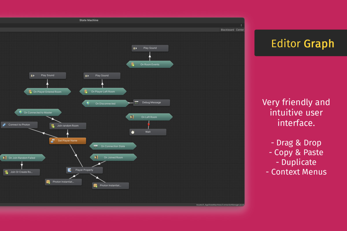 Машина состояний для игры. Unity node Editor Statemachine.